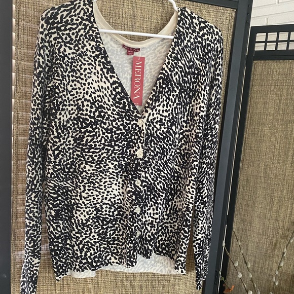 SOLD! Merona White Animal Print Ultimate V-Neck Cardigan - Picture 8 of 13